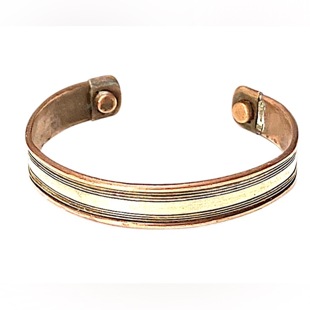 Vintage 1970s Boho Copper Brass Cuff Bracelet Hippie Nomad Bohemian